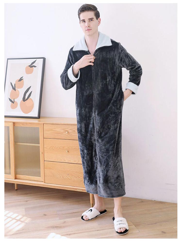 着る毛布 ウェア もこもこ あったか フランネル パジャマ 部屋着 ガウン メンズ レディース マタニティ ナイトウェア 大きいサイズ 長袖 ジップアップ スタンドカラー 立ち襟 ポケッ